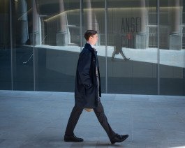 business man in central London walking