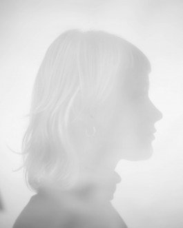 portrait of young woman behind a veil, silhouette 